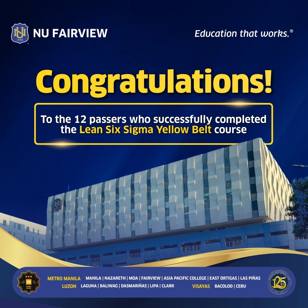 Congratulations to the 12 New Lean Six Sigma Yellow Belt Passers from NU Fairview