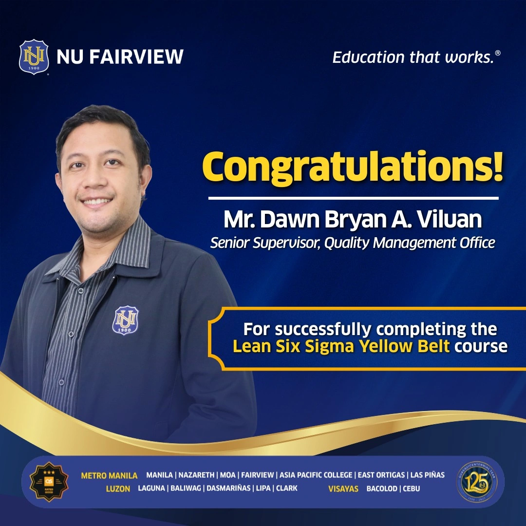 Congratulations to the 12 New Lean Six Sigma Yellow Belt Passers from NU Fairview