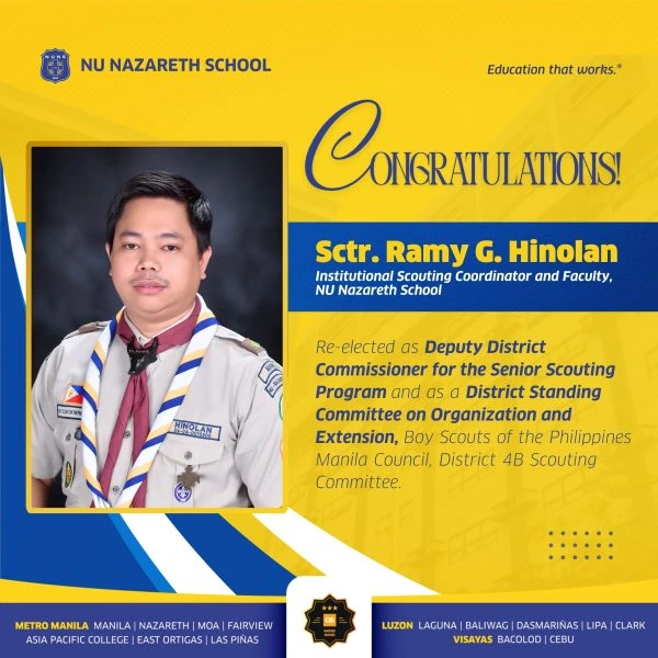 NUNS Sctr. Ramy G. Hinolan, Re-elected to Key Leadership Roles in the Boy Scouts of the Philippines