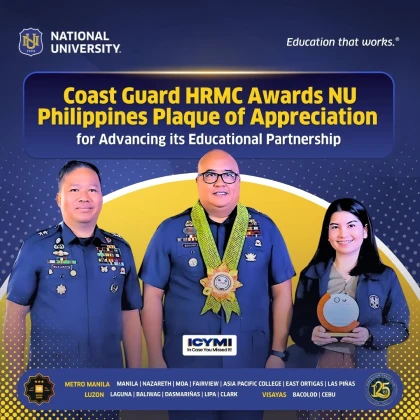 Coast Guard HRMC Awards NU Philippines Plaque of Appreciation